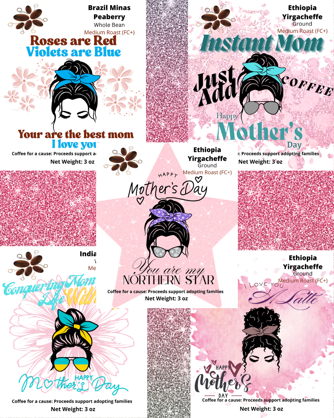 Sampler Set with Custom Labels - 5 x 3oz bags for 15 oz total