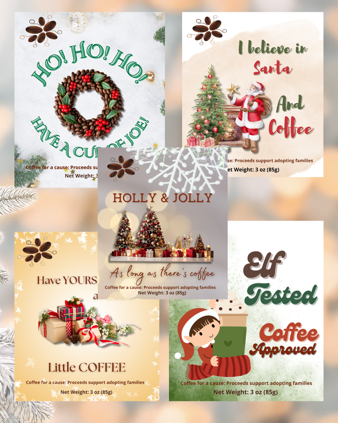 Sampler Set with Custom Labels - 5 x 3oz bags for 15 oz total