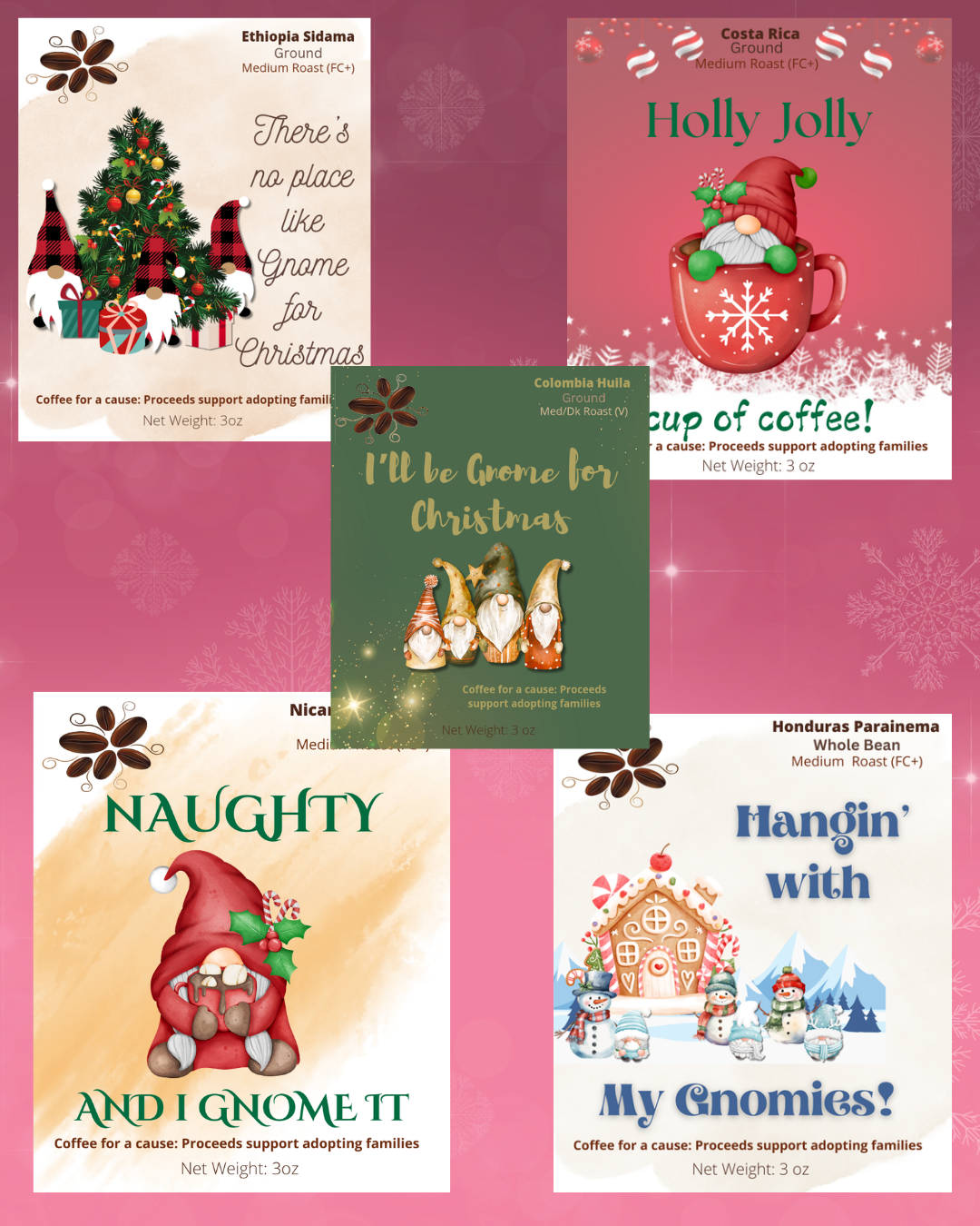 Sampler Set with Custom Labels - 5 x 3oz bags for 15 oz total